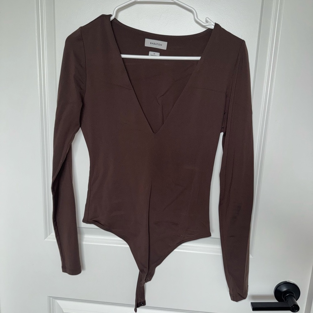 Aritzia Babaton V-Neck Brown Bodysuit